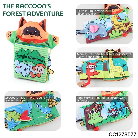 Wholesale Busy Board Stuffed Basic Skill Activity Cloth Story Realistic Animals Montessori Educational Book Toy