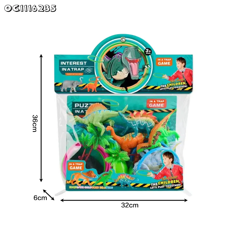 Realistic Solid Lifelike Plastic Dinosaur Model Toys Wholesale PVC Simulation Dinosaur Ring Toss Game Toy for Boys Interactive Game