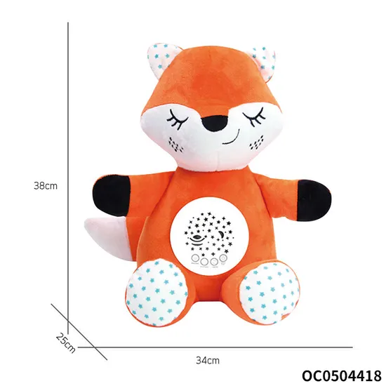 Wholesale Popular Musical Soothing Baby Sleeping Doll Animal Plush Fox Flashlight Light Toy