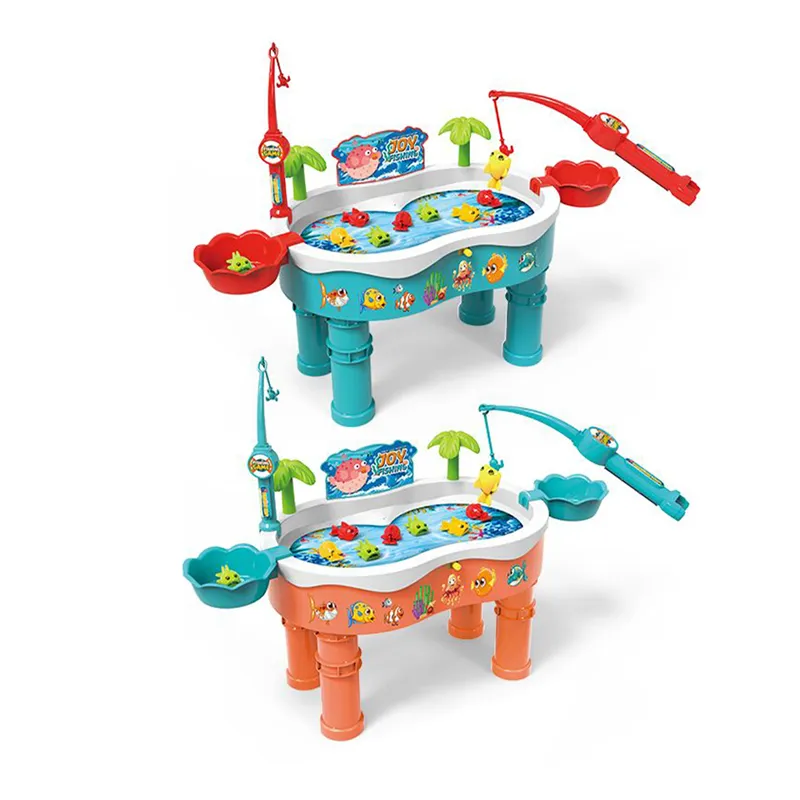 Wholesale Children Interactive Montessori 2 Person Magnet Fishing Table Toys Game with Music