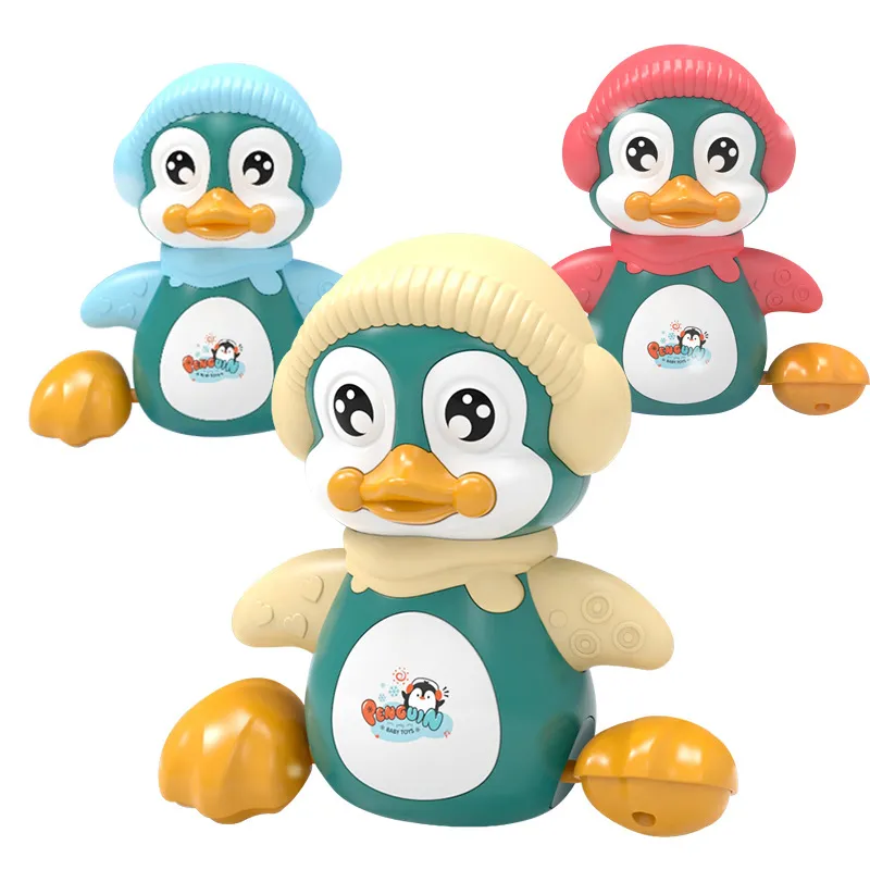 Hot Selling Wholesale Battery Operated Plastic Light up and Sound Penguin Animal Car Electric Baby Toy