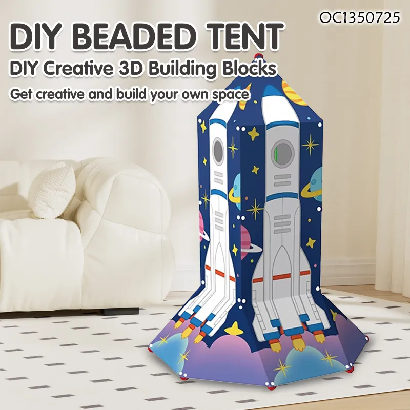 Wholesale Creative Educational Space Rocket Play Tent Plastic House Crazy Construction Building Kit Toy for Kids