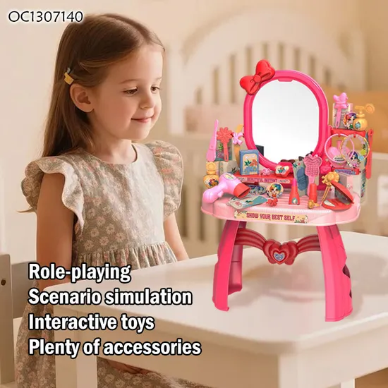 Wholesale Portable Cosmetic Fashion Makeup Pretend Beauty Gift Girls Dressing Table Toy