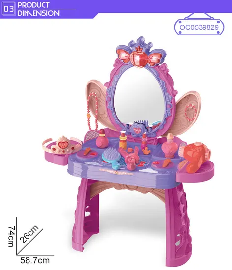 Wholesale Baby Cosmetic Girls Kids Hair Salon Beauty Set Toys Make up Kids Dressing Table Toy with Mirror