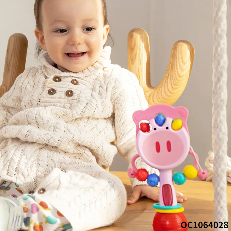 Wholesale Baby Hand Shake Teether Rattle Musical Light up Plastic Baby Montessori Sensory Toys