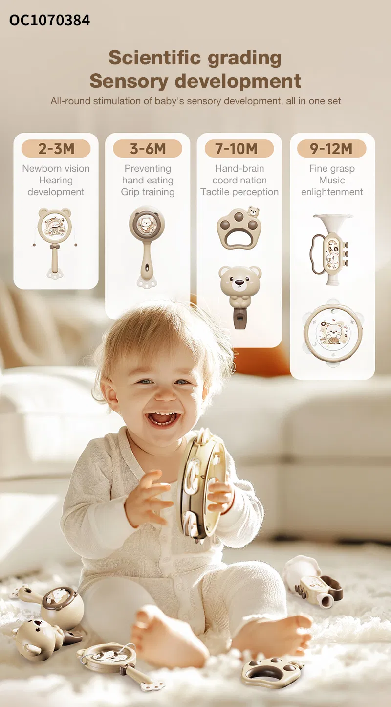 Wholesale Montessori Lovely Hand Shake Rattle Plastic Sensory Baby Teether Toy
