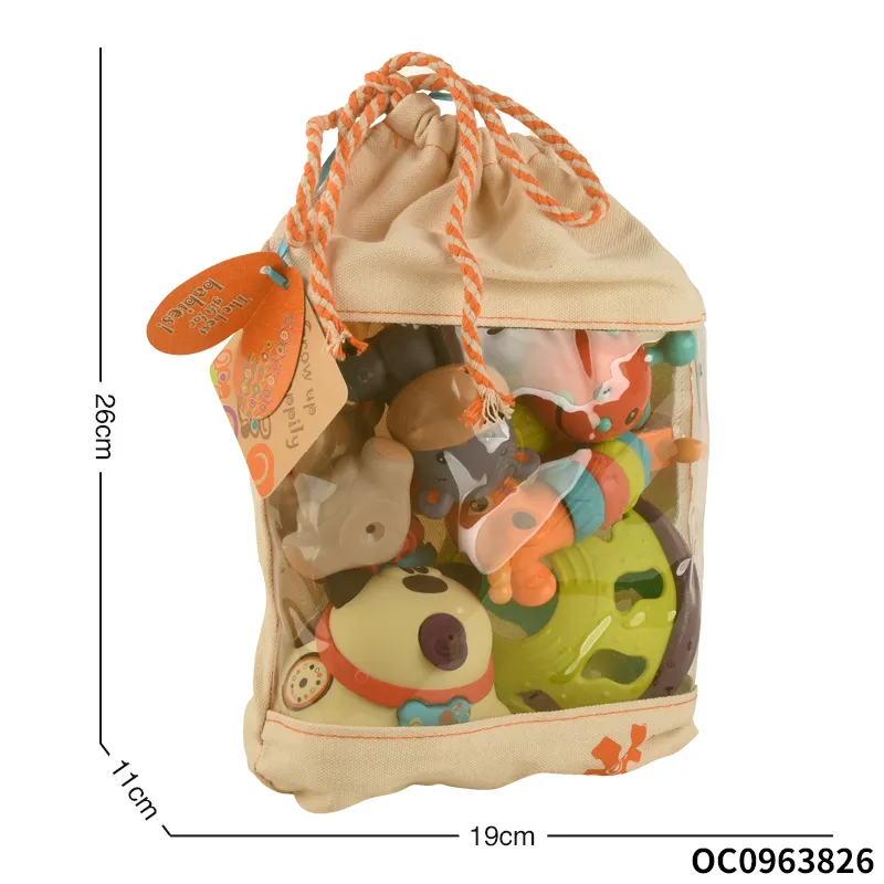 Squishy Mini Rubber Animals Bath Toys Baby Hanging Noise Maker Hand Bell Rattle Toy for Newborn Crib Toys Car Hanging