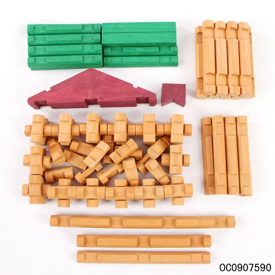 Wholesale Montessori Educational 90PCS 3D Small Wooden Blocks House Toys