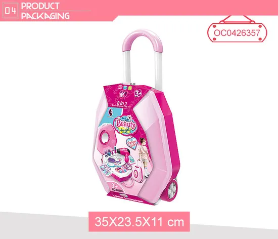 Wholesale Beauty 2 in 1 Electric Trolley Case Makeup Set Mini Cosmetic Toy for Girls Kids