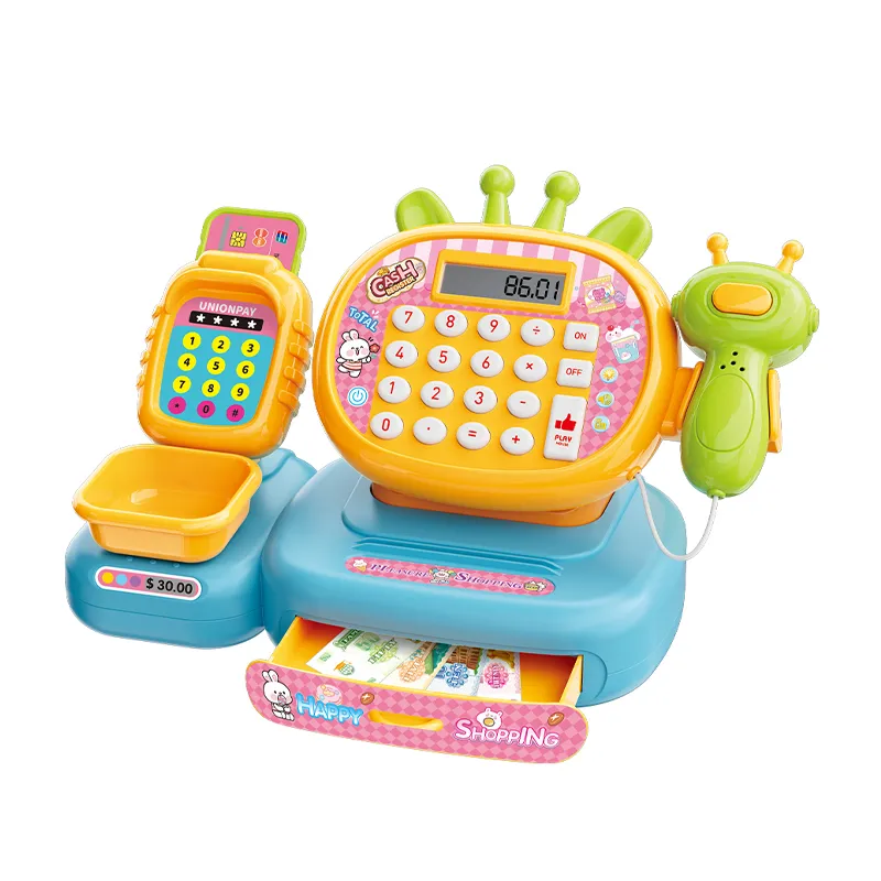 Shopping Game Toys Supermarket Pretend Play Checkout Checking Counter Kitchen Set Toy for Kids with Fruit Accessories