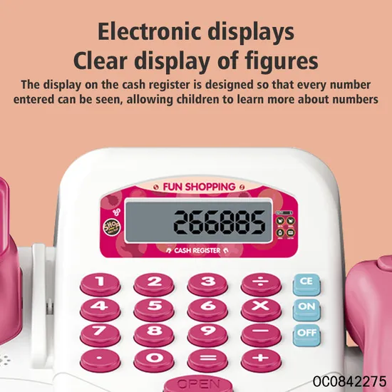 Electronic Cash Register Checkout Play Toy Supermarket Simulation Cash Register Toy with Scanner