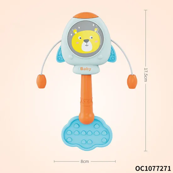 Wholesale Montessori Baby Hand Shake Rattle Teether Silicone Chewing Plastic Baby Toy