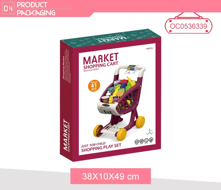 Girls Shopping Cart Toys Set Supermarkets Pretend Play Toys with Food