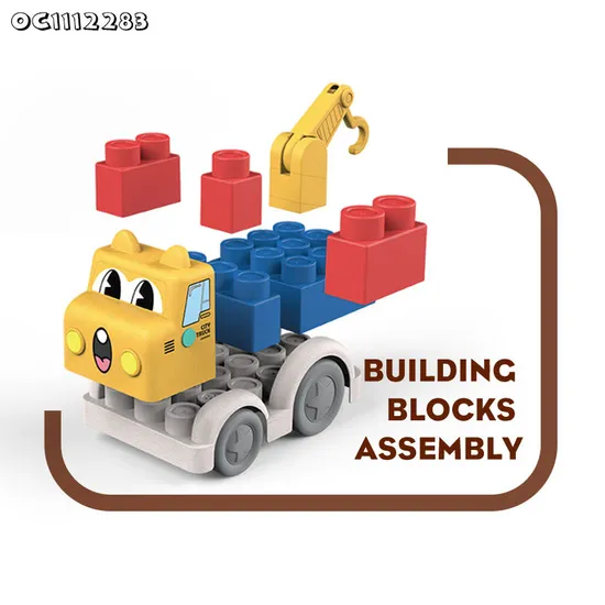 Wholesale Montessori Educational Learning Electronics Truck Plastic Building Blocks Car Toys with Light and Music