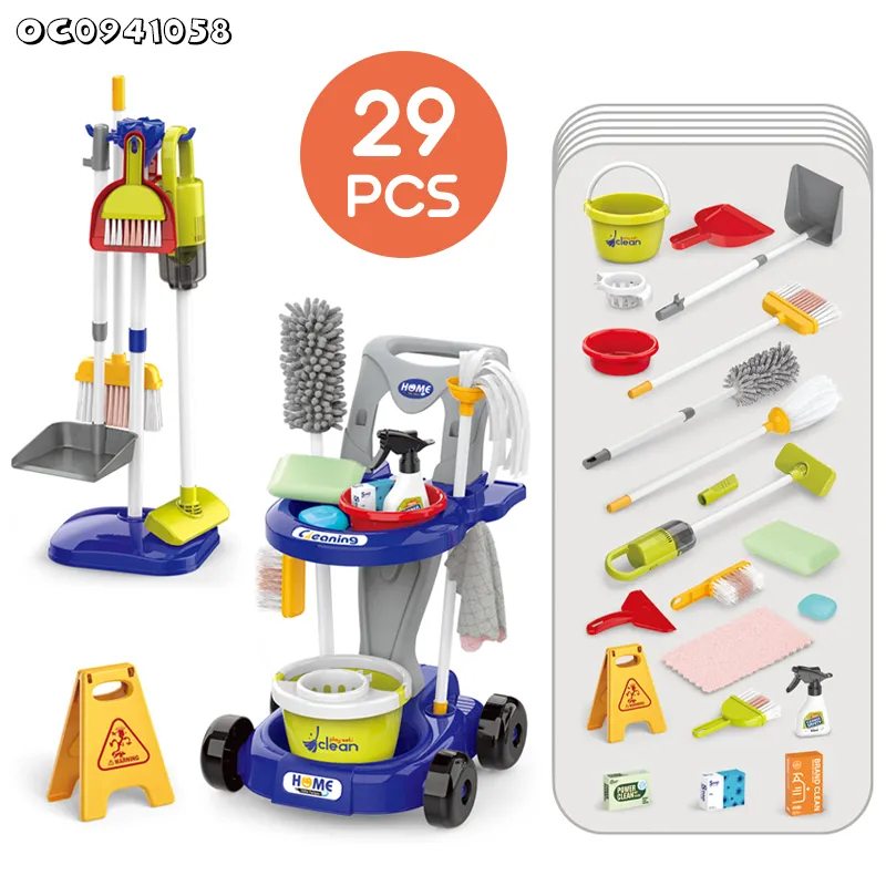 Other Role Play and Preschool Development Kid Small Cleaning Cart Trolley Tool Child Toy Sweep and Mop Robot Vacuum Pretend Play Tool Toy