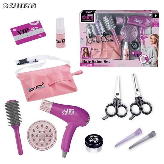 Kids Hair Dressing Beauty Set Pretend Play Makeup Princess Toys with Electric Hair Dryer for Girls
