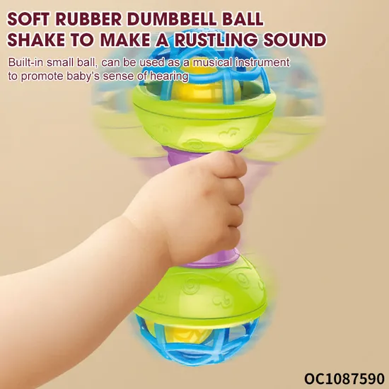 Wholesale Sensory Toy Infant Toddler Chewable Handheld Toys Silicone Rattle Plastic Baby Teether Toy
