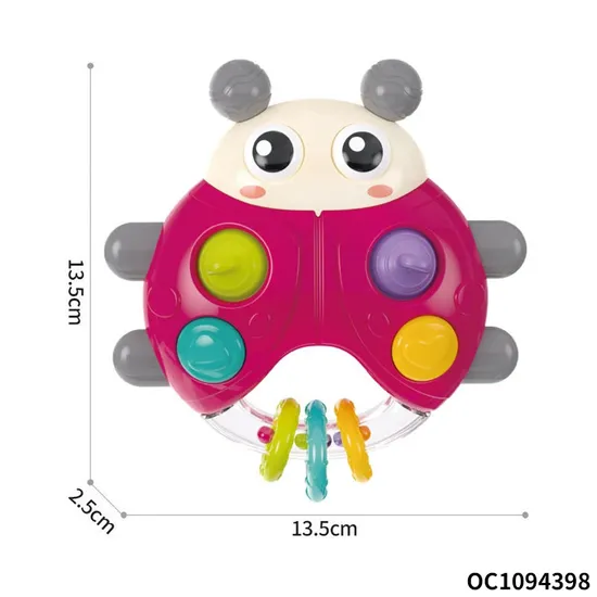Battery Operated Baby Rattles Montessori Silicone Press Button Game 0-24 Months Toys with Light Music for Hand Eye Coordination Train