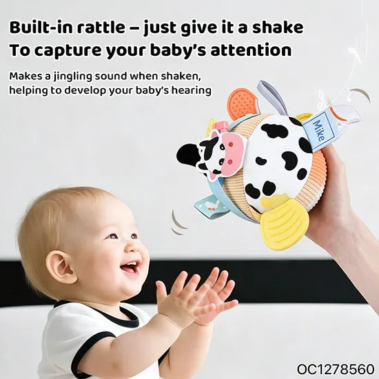 Wholesale Soft Sensory Hand Squeeze Stress Plush Stuffed Soft Ball Baby Teether Toy