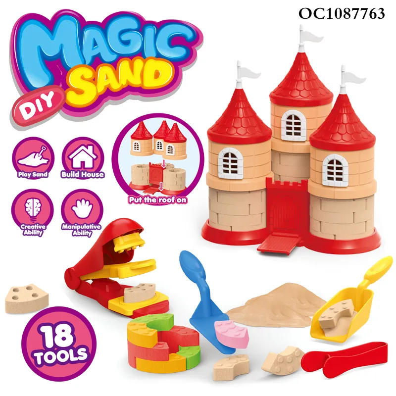 Wholesale 3D House Construction Materials Modeling Summer Sand Plastic Kids Magic Sand Castle Building Blocks Toy Set