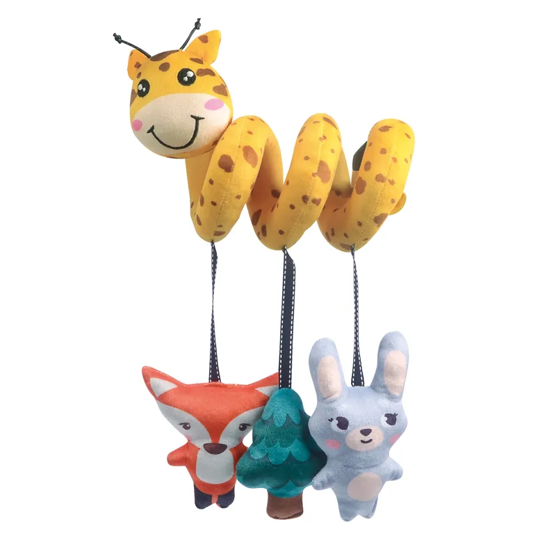 Soft Giraffe Spiral Crib Hanging Toy with Rattle Baby Development Toys Custom Plush Animals Cognition Toys for 6 Month Baby