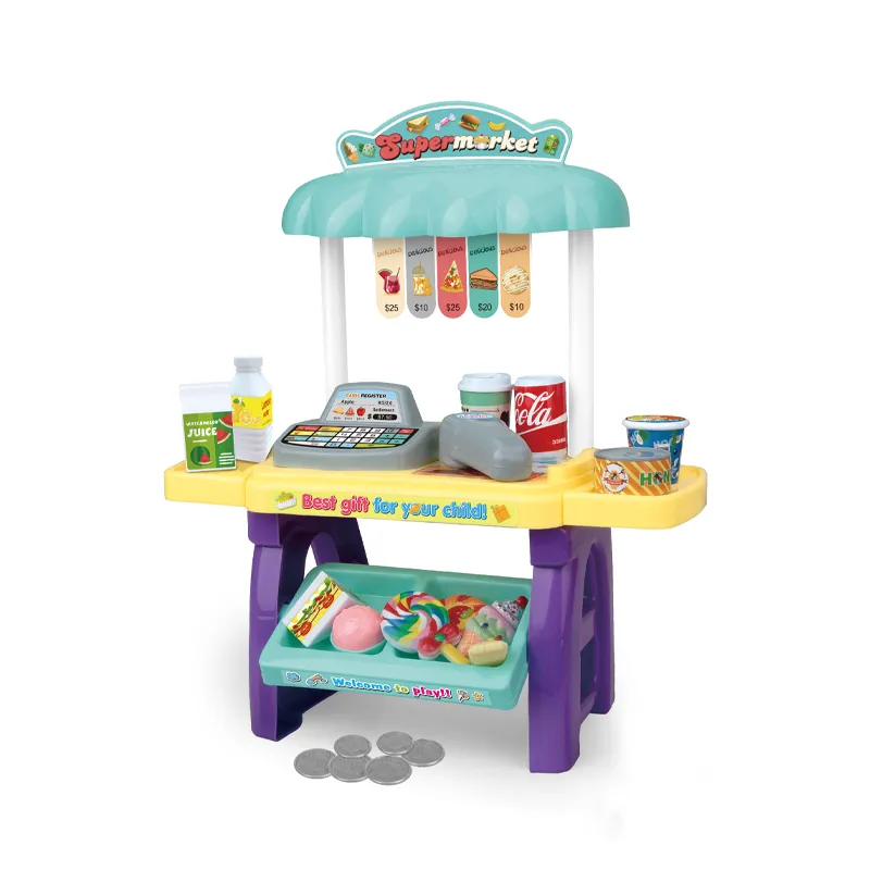 Trending New Arrivals DIY Shopping Games Supermarket Pretend Play Scanner Convenience Store Kitchen Set Miniature Toy for Kids