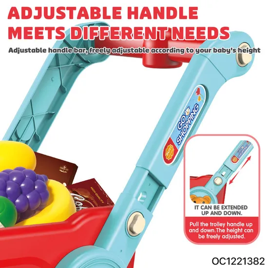 Pretend Simulation Cashier Counter Children Play Shopping Cart Fruit Vegetables Supermarket Toy for Kids Baby Indoor Game