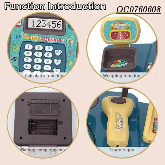 B/O Pretend Play Fast Food Hot Portable Cash Register Supermarket Food Toy