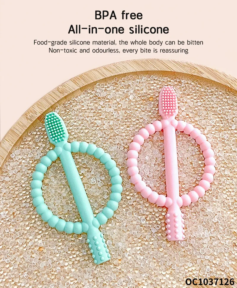 Wholesale New Lovely Toothbrush Shape Silicone Infant Baby Teether Comfort PC Toy Wholesale