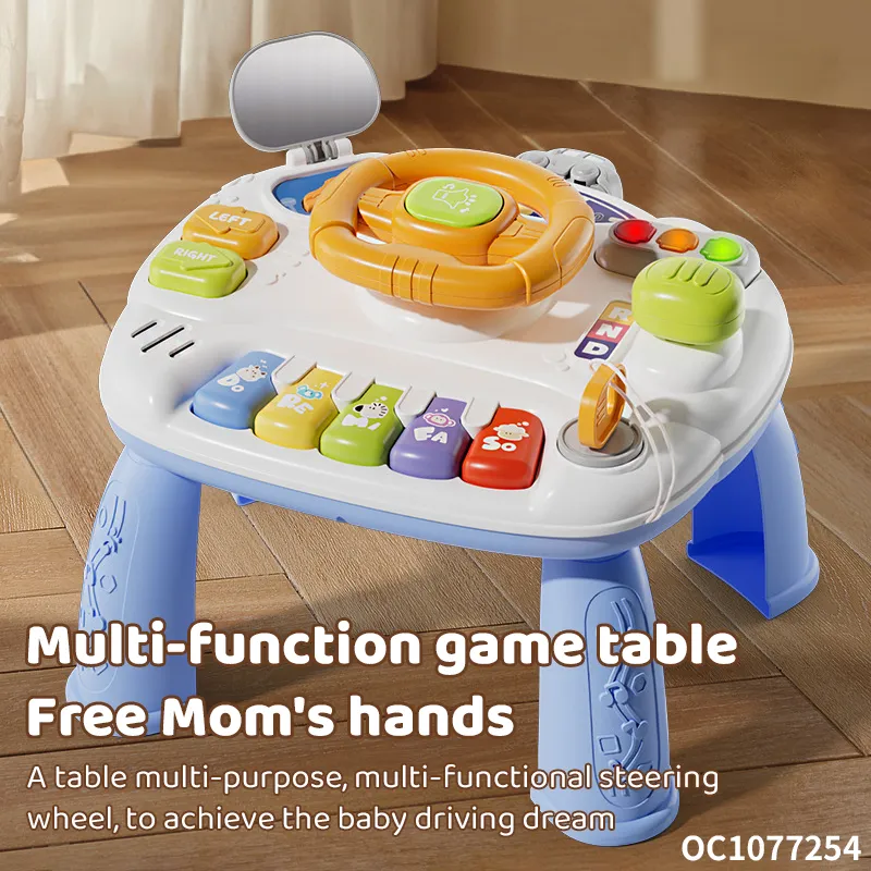 Multifunctional Montessori Battery Operated Toy Soothing Musical Steering Wheel Spinning Educational Activity Toy for Children