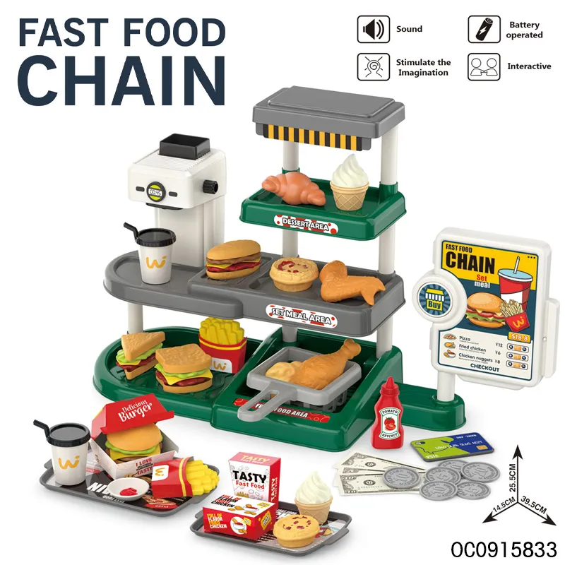 Wholesale Funny Pretend Play Children's Plastic Mini Kitchen Fast Food Shop Toys