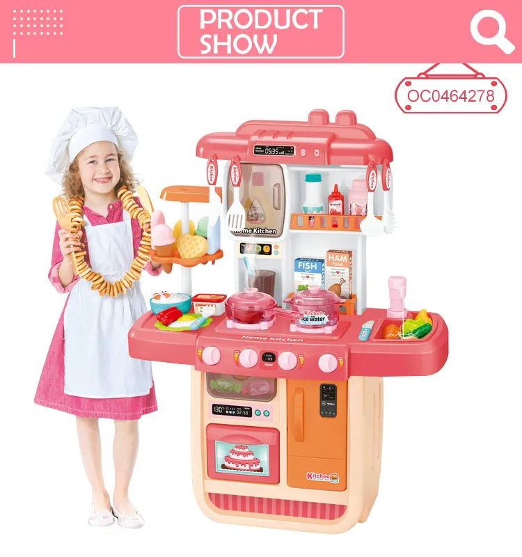 Wholesale Pretend Play Plastic Big Pink Plastic House Educational Kitchen Toys Gift Set for Kids