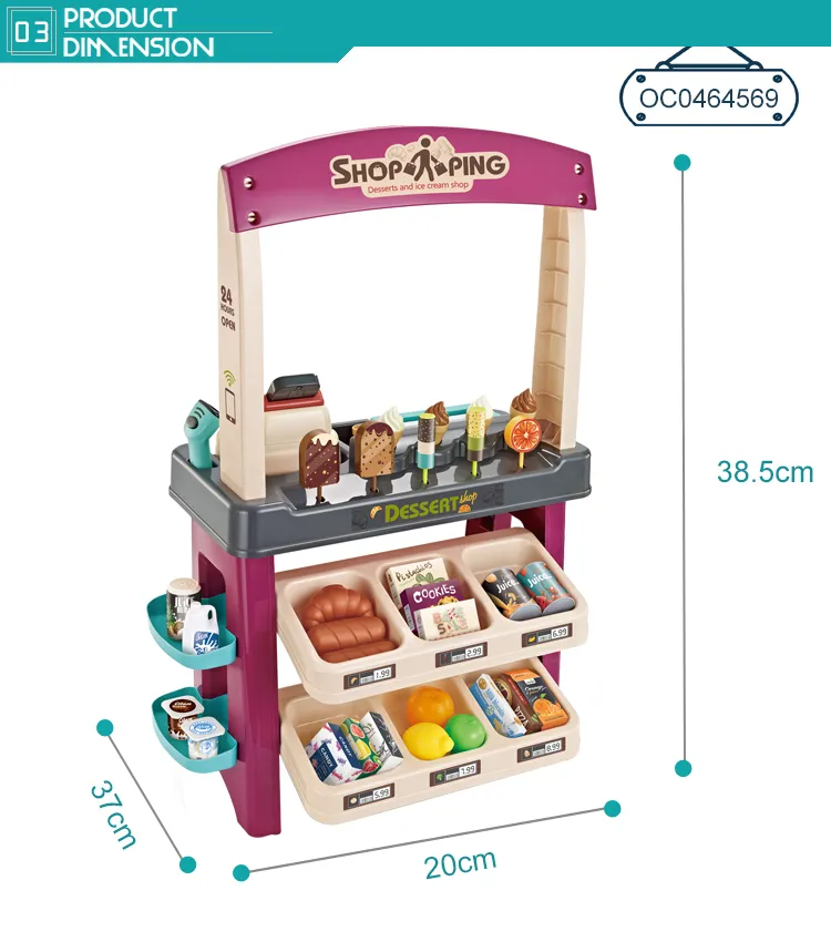 Pretend Play Shop Mini Grocery Store Items Toys House for Kids Supermarket Toy with Food Accessories