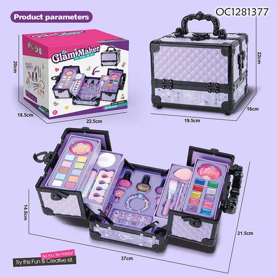 Wholesale Fashion Kids Cosmetic Make up Set Makeup Beauty Portable Glitter Nail Art Printer Product Toy for Girl