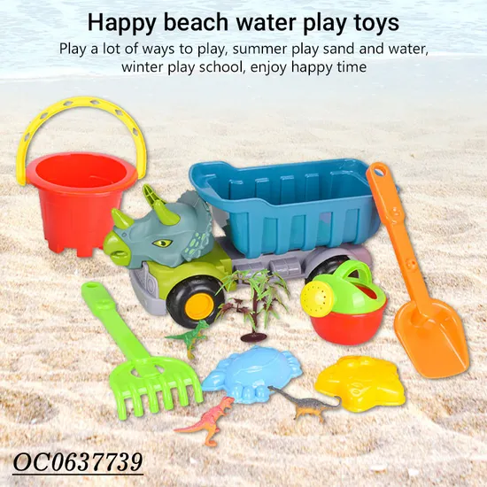 Wholesale Fun and Summer New Kids Shovel Baby Beach Sand Beach Dinosaur Truck Set Plastic Outdoor Toys