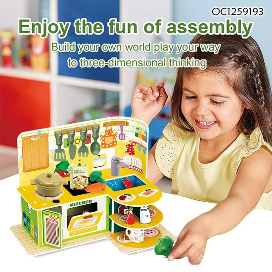 Wholesale 3D Model Educational Spray Kitchen Plastic Children House Play Set for Kids