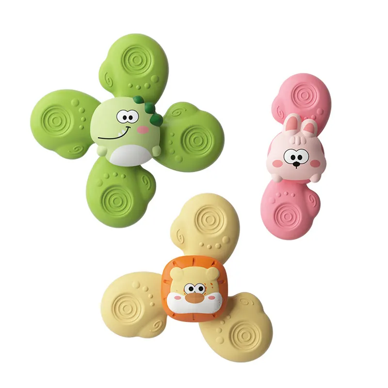 Baby Montessoris Silicone Spinning Bath Toys Bathing Sucker Sensory Toy Rotating Rattles Early Educational Fidget Toy