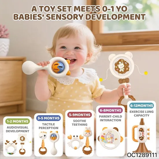 Musical Instruments Hand Shaking Bell Plastic Baby Rattle Drum Toys Wholesale Best Selling Newborn Toys with Storage Box
