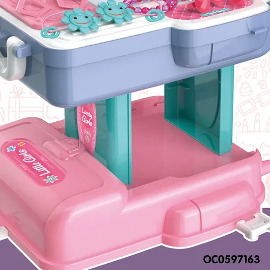 Wholesale Pretend Portable Cosmetic Girls Makeup Box Set Beauty Fashion Children's Make up Toys with Backpack
