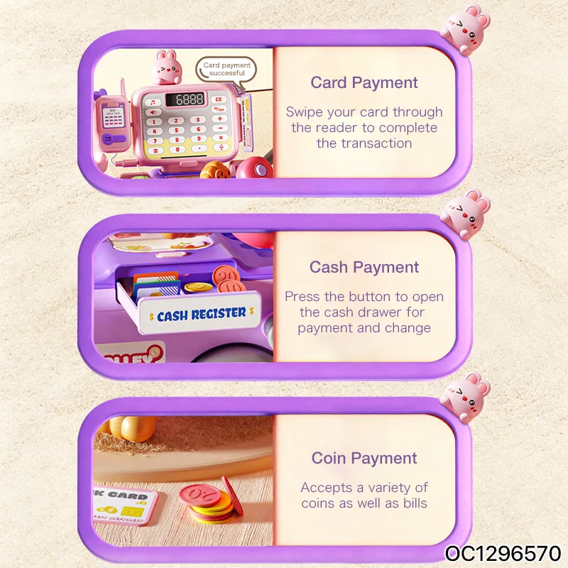 Electronic Cash Register POS Machine with Scanner Toys for 4 Years Girl Kitchen Supermarket Play Equipment Set Toys for Big Wholesale