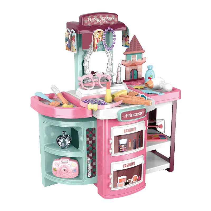 Wholesale Girls Beauty Cosmetic Make up Mirror Table Portable Makeup Toy with Light