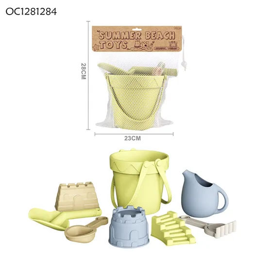 Wholesale Summer New Sand Molds Kids Water Fun Silicone Sand Bucket Beach Silicone Baby Toys