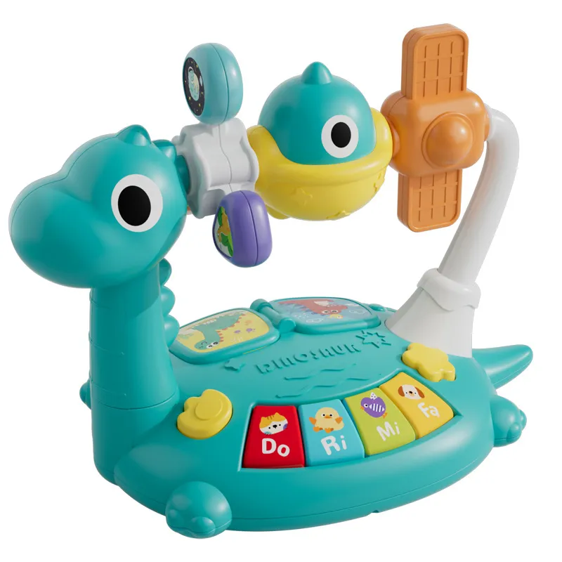 Wholesale Cartoon Dinosaur Design Music Baby Plastic Animal Sound Electronic Small Piano Education Rainbow Keyboard Toy