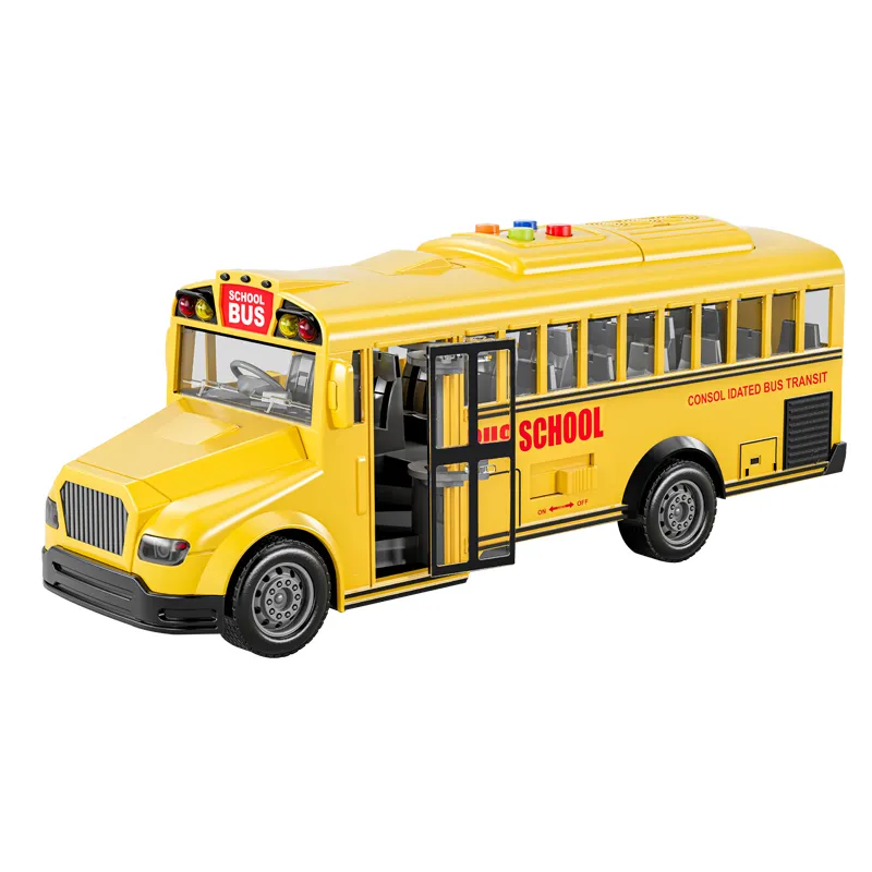 Wholesale Miniature Mini Car Friction School Bus Baby Music School Bus Toy Model for Kids with Light Sound