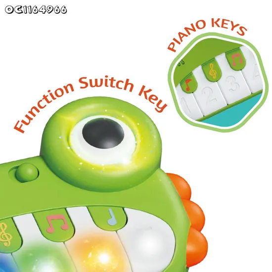 Wholesale Plastic Electric Light-up Keyboard Musical Instruments Children Sensory Musical Frog Piano Learning Toys for Kids with Colorful Lights