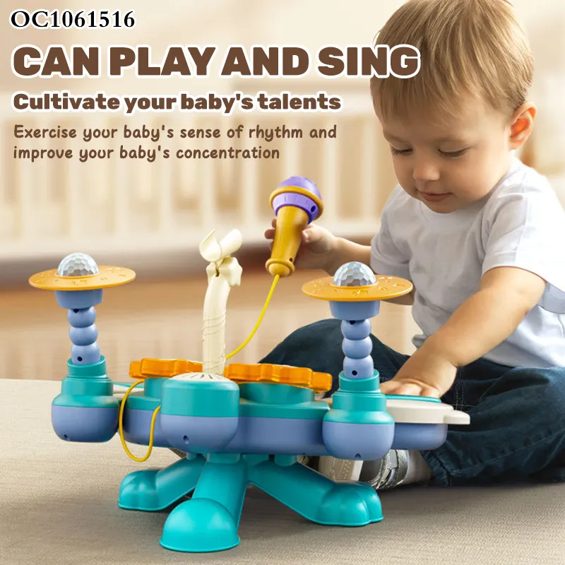 Wholesale Educational Happy Electronic Piano Keyboard Cheap Musical Instruments Toy Drum for Kids with Light