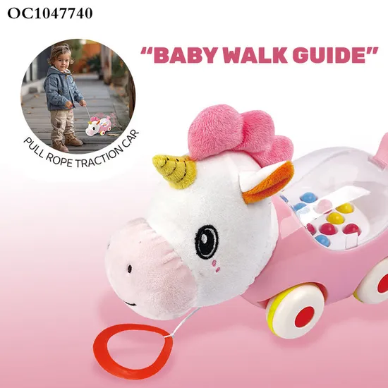Wholesale Educational Learn to Walk Rope Pull Car Custom Horse Stuffed Animal Soft Horse Plush Toys