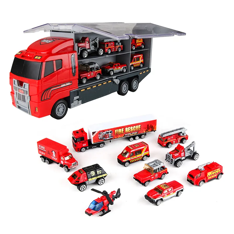 Wholesale Diecast Car Container Truck Die Cast Toy Metal Fire Trucks for Kids