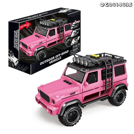 Wholesale Pink 1: 14 Scale off-Road Light Sound Car Friction Kids Plastic Model for Kids
