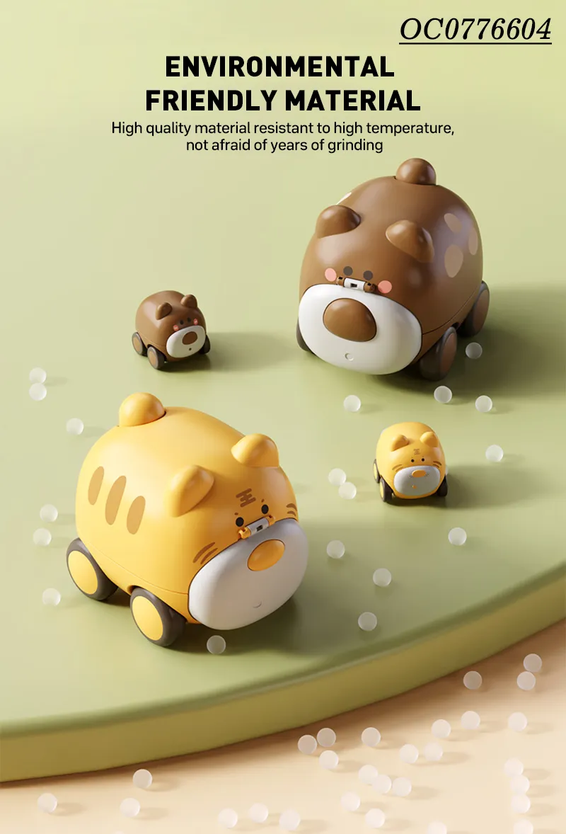 Wholesale 2PCS Cute Animal Friction Construction Plastic Mini Car Toy Set
